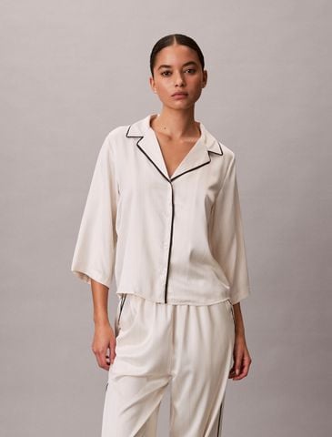Calvin Klein - Áo Ngủ Nữ Satin Sheen Short Sleeve Shirt