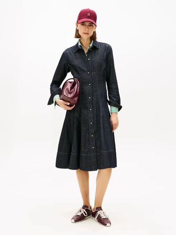 Tommy Hilfiger - Đầm Jeans Nữ Pure Denim Long Sleeve Long Dress