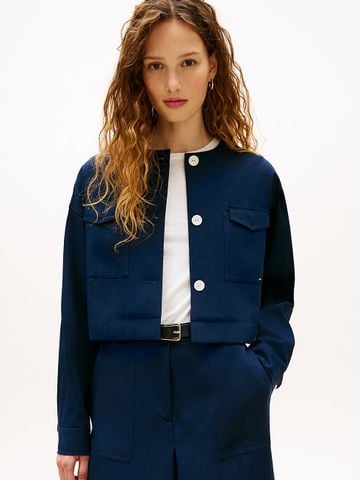 Tommy Hilfiger - Áo Khoác Nữ Tailored Collarless Boxy Short Utility Jacket