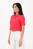 Tommy Hilfiger - Áo Polo Nữ Women's Strawberry Red Cropped Short Sleeve Polo Shirt