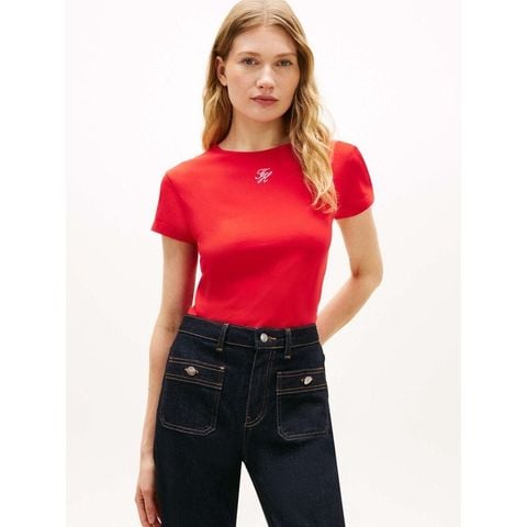 Tommy Hilfiger - Áo Thun Tay Ngắn Nữ TH Script Slim Tee