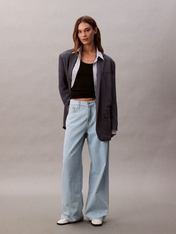 Calvin Klein - Quần jeans ống rộng nữ Linen Blend Wide Leg Jeans