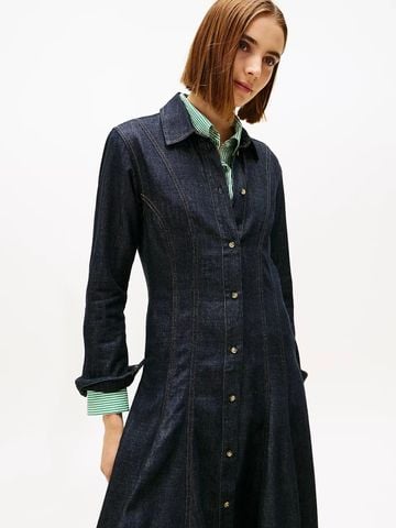 Tommy Hilfiger - Đầm Jeans Nữ Pure Denim Long Sleeve Long Dress
