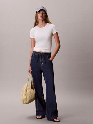 Calvin Klein - Quần Jean Dài Nữ Contrast Stripe Low Rise Baggy