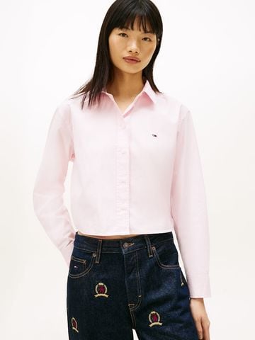 Tommy Hilfiger - Áo Sơ Mi Tay Dài Nữ Relaxed Fit Cropped Poplin Shirt