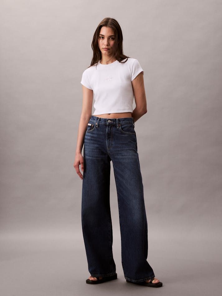 Calvin Klein - Quần jeans ống rộng nữ Premium Wide Leg Jeans