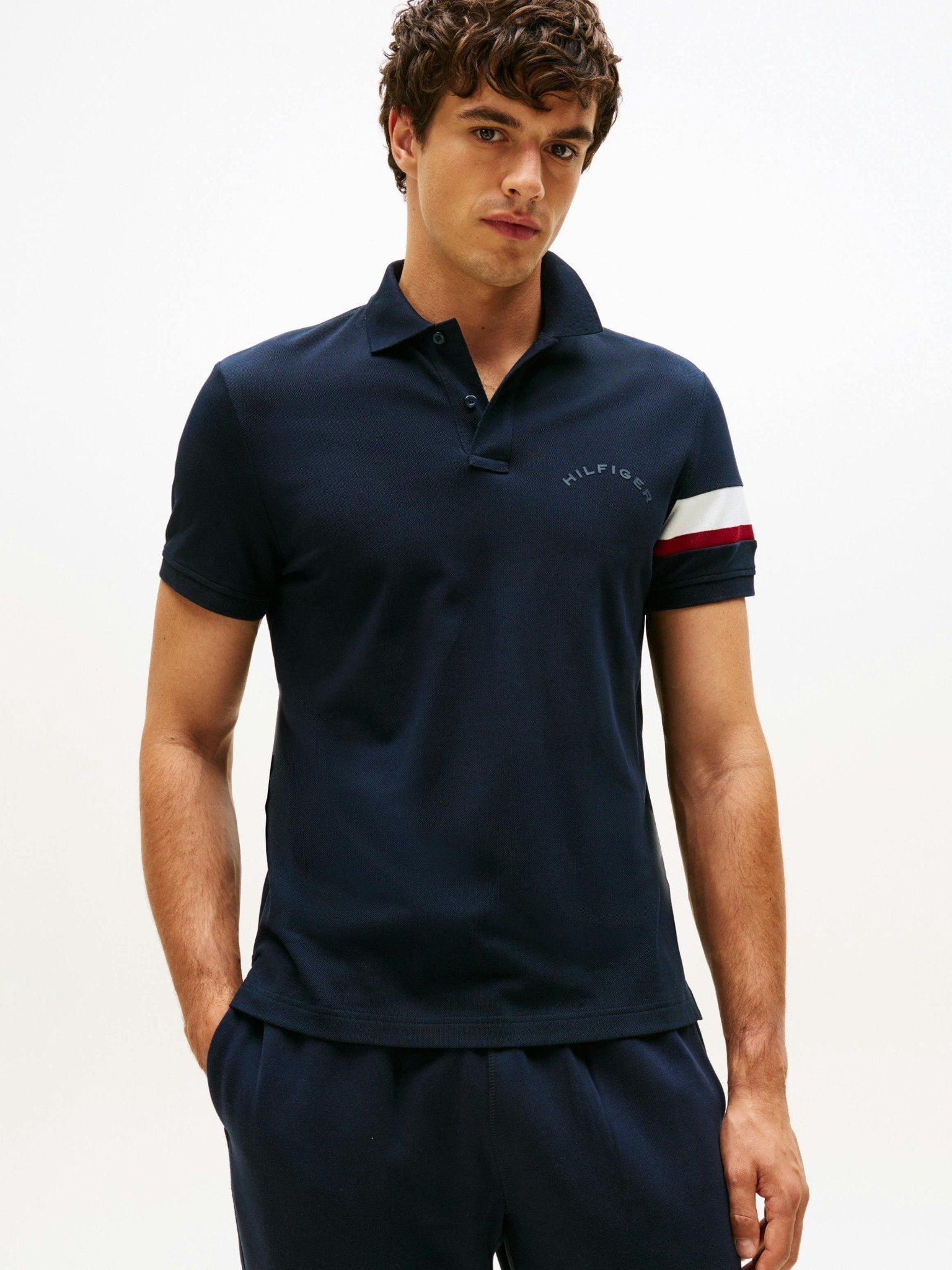 Tommy Hilfiger - Áo thun có cổ polo tay ngắn nam RWB Sleeve Tape Polo