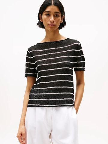 Tommy Hilfiger - Áo len tay ngắn nữ Textured Knit Slim Short Sleeve Jumper