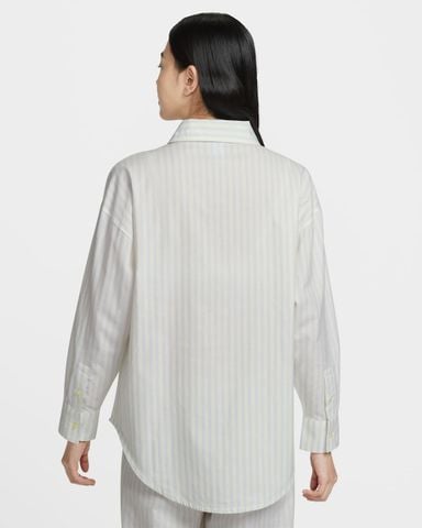 Nike - Áo Sơ Mi Nữ Nike Sportswear Chill Poplin Women's Oversized Woven Long-Sleeve Striped Top