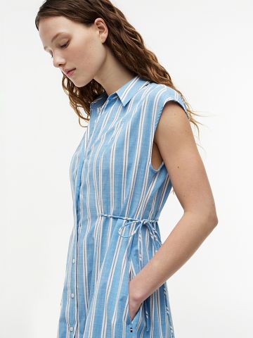 Tommy Hilfiger - Đầm Sơ Mi Nữ Tie Detail Cap Sleeve Midi Shirt Dress