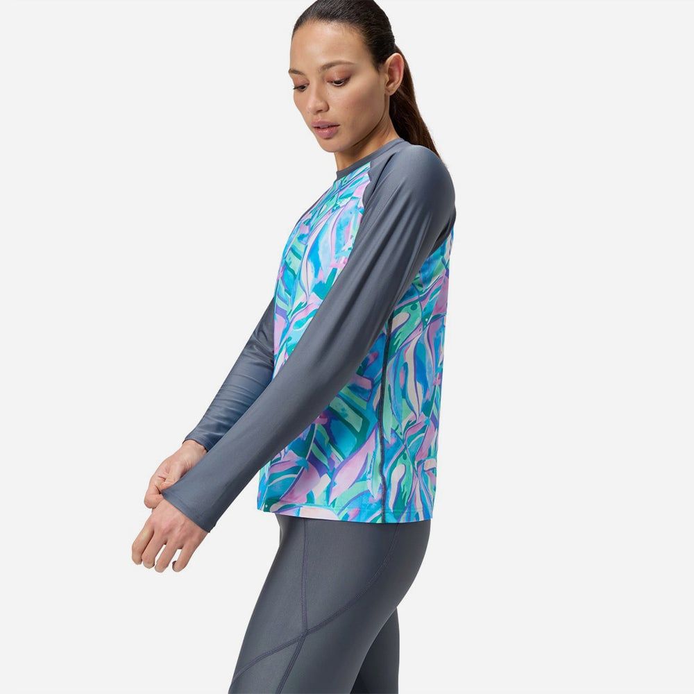 Speedo - Áo bơi tay dài chống nắng nữ Printed Long Sleeve Swim Tee Grey