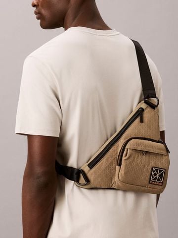 Calvin Klein - Túi Đeo Chéo Nam Allover Emblem Logo Utility Sling Bag
