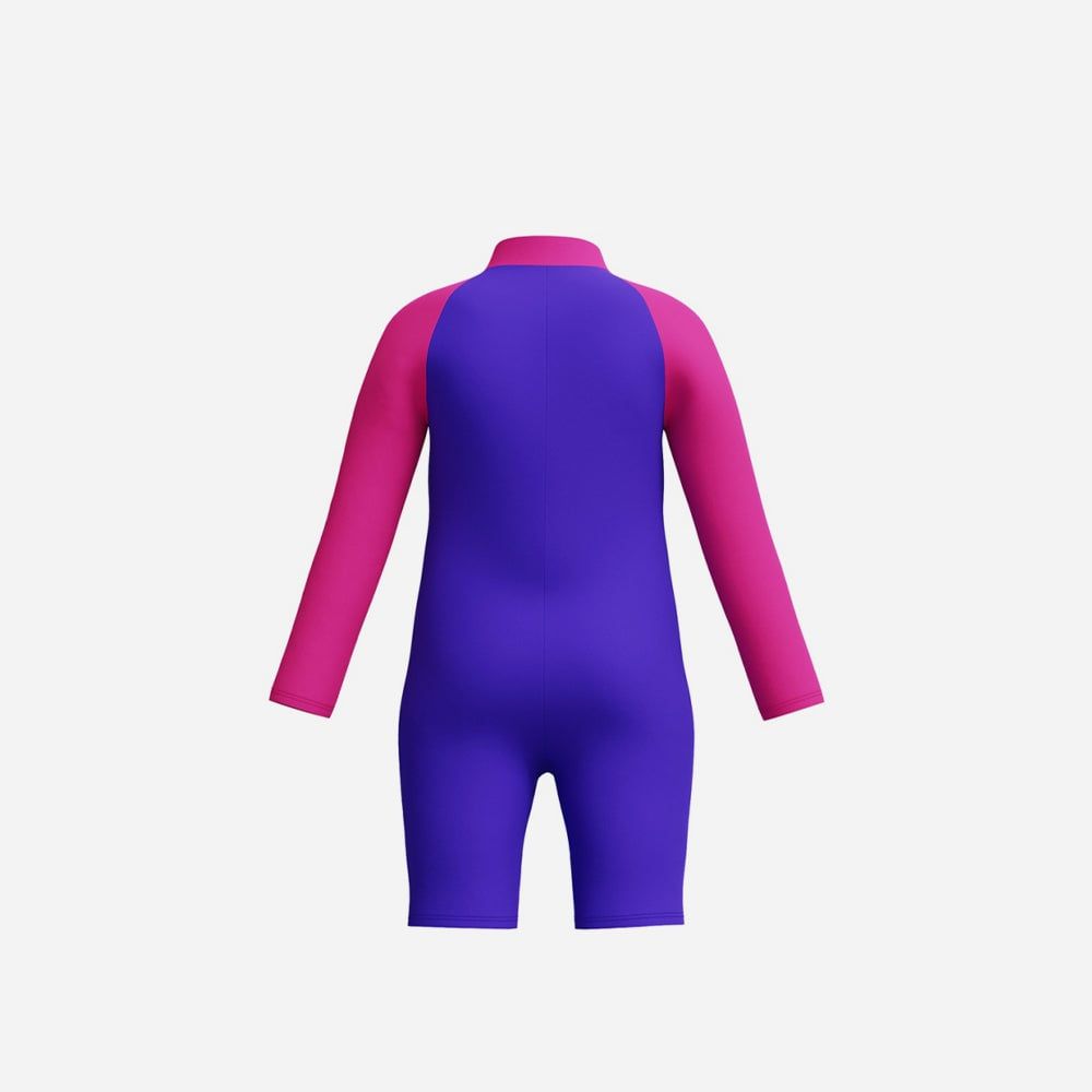 Speedo - Đồ bơi chống nắng bé gái Toddler Zip Sunsuit Blue Sun Protection