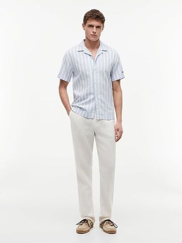Tommy Hilfiger - Áo Sơ Mi Nam Linen Blend Textured Stripe Short Sleeve Shirt - 3