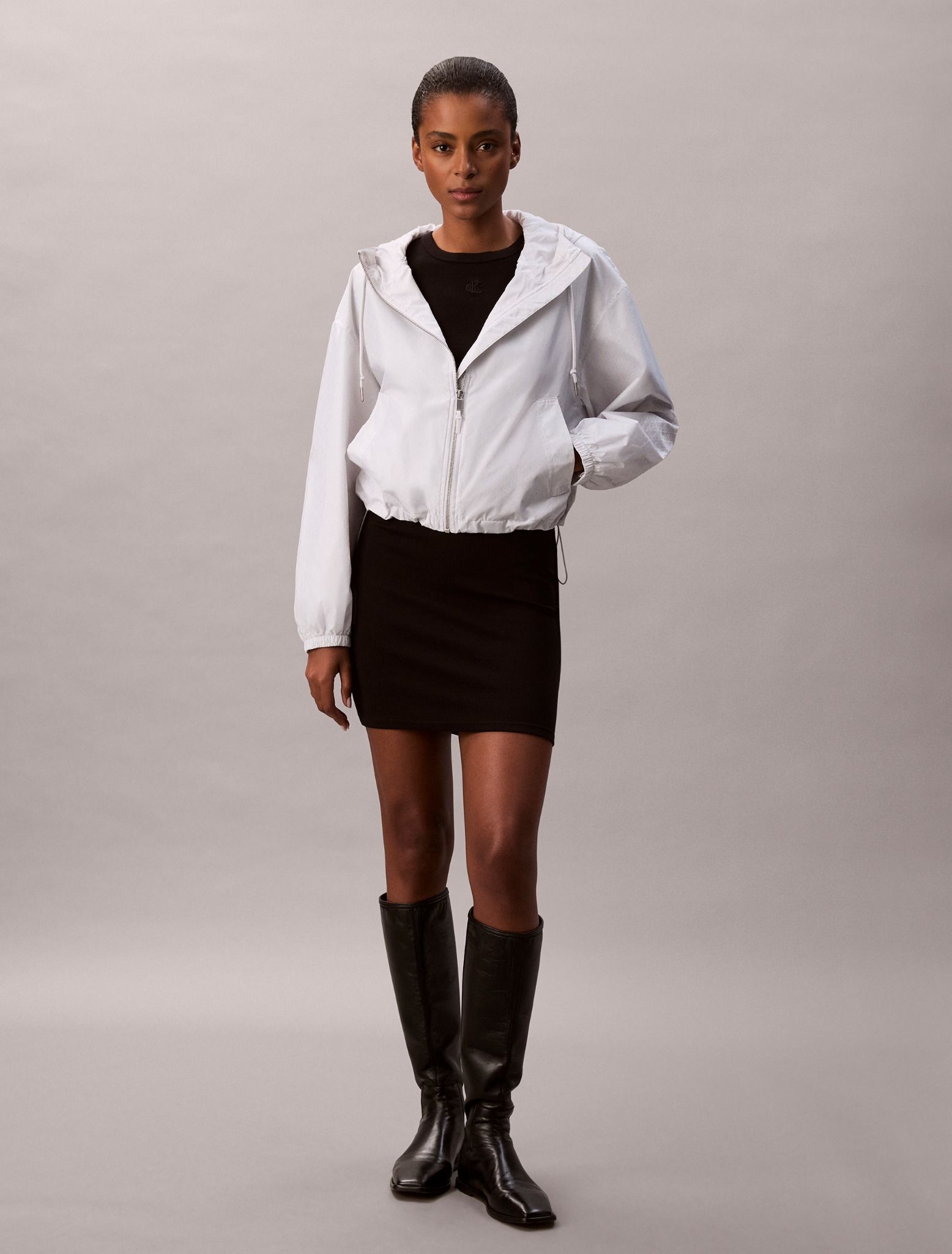 Calvin Klein - Áo khoác gió nữ Emblem Logo Jacquard Wind Jacket