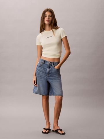 Calvin Klein - Áo Thun Tay Ngắn Nữ Contour Rib Logo Cropped Tee