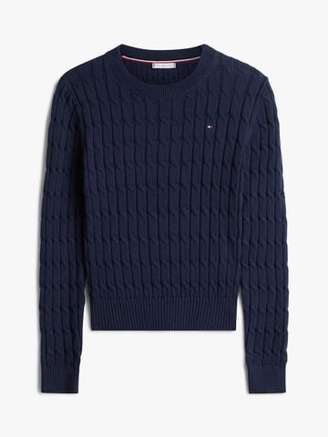 Tommy Hilfiger - Áo Sweater Nữ Cotton Cable Mid Gauge Crew Neck Long Sleeve Sweater
