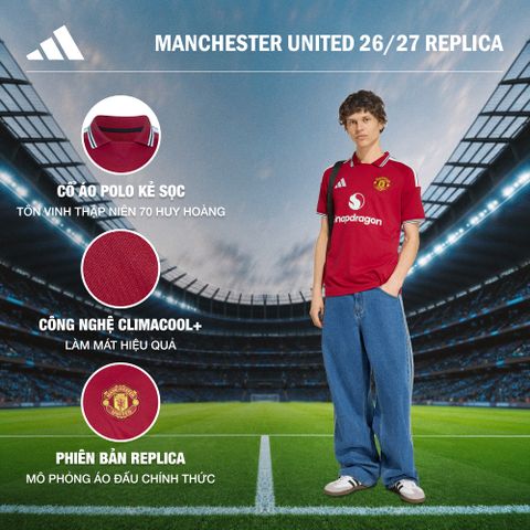 Adidas - Áo Tay Ngắn Thể Thao Nam Manchester United Fc 26/27 Replica