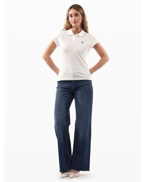 Tommy Hilfiger - Áo thun có cổ polo tay ngắn nữ TH Script Slim Polo