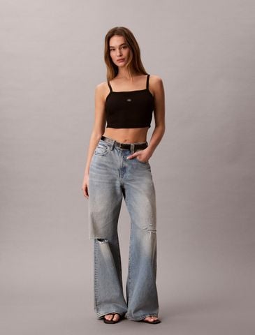 Calvin Klein - Áo Ba Lỗ Nữ Cropped Ribbed Cotton Cami Top