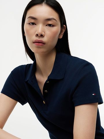 Tommy Hilfiger - Áo Polo Nữ Slim Fit Gold-Tone Button Polo Shirt