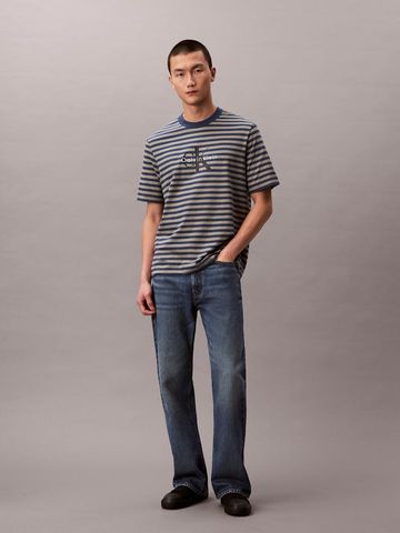 Calvin Klein - Áo Thun Tay Ngắn Nam Monogram Logo Stripe Relaxed T-Shirt