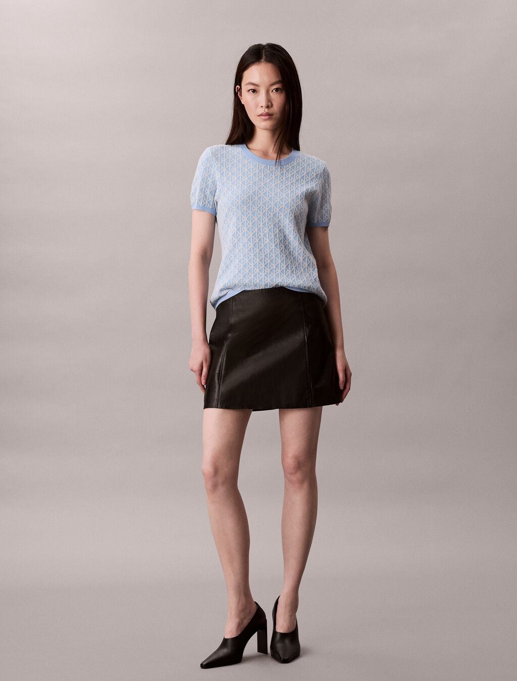 Calvin Klein - Áo len tay ngắn nữ Knit Cap Sleeve Baby Tee