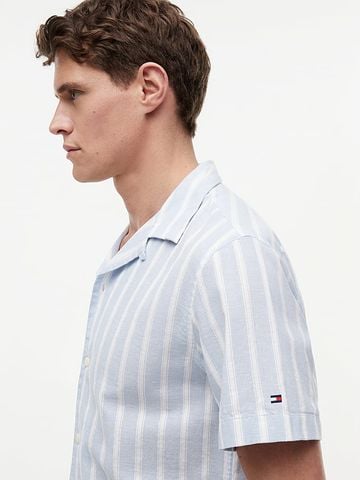 Tommy Hilfiger - Áo Sơ Mi Nam Linen Blend Textured Stripe Short Sleeve Shirt - 4
