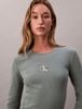 Calvin Klein - Áo thun dệt kim nữ Monogram Logo Long Sleeve Baby Tee