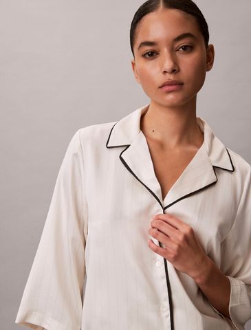 Calvin Klein - Áo Ngủ Nữ Satin Sheen Short Sleeve Shirt