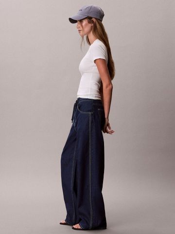Calvin Klein - Quần Jean Dài Nữ Contrast Stripe Low Rise Baggy
