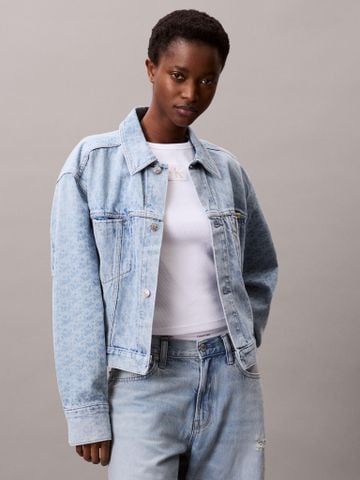 Calvin Klein - Áo khoác jeans nữ Monogram Logo Cropped Denim Jacket - 4