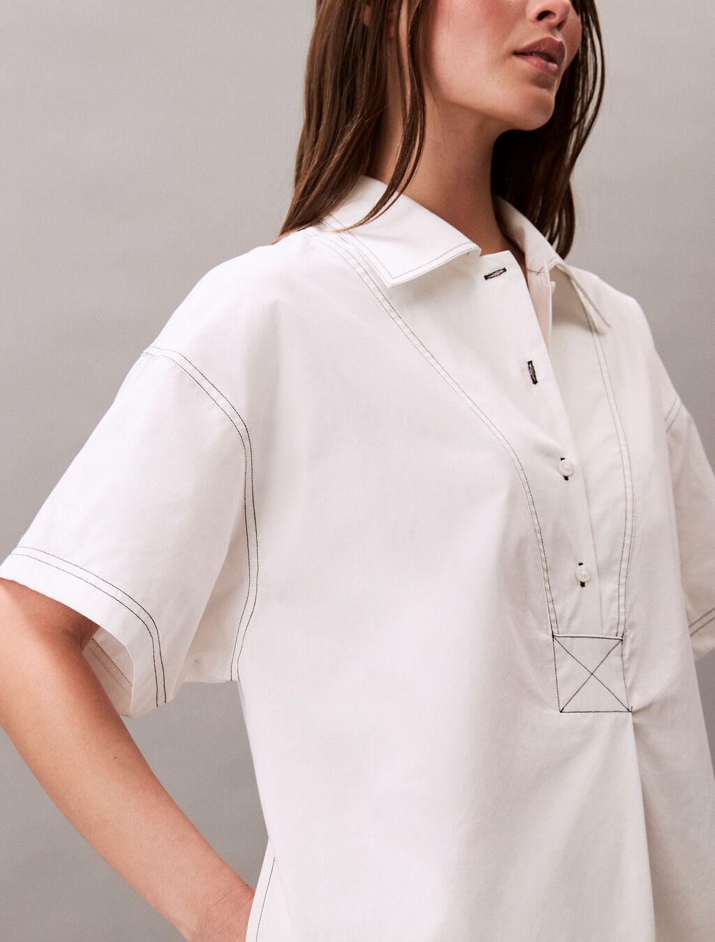 Calvin Klein - Đầm nữ Cotton Twill Mini Shirt Dress