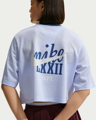 Nike - Áo Tay Ngắn Thể Thao Nữ Sportswear Heritage Festival Crop Mesh Jersey