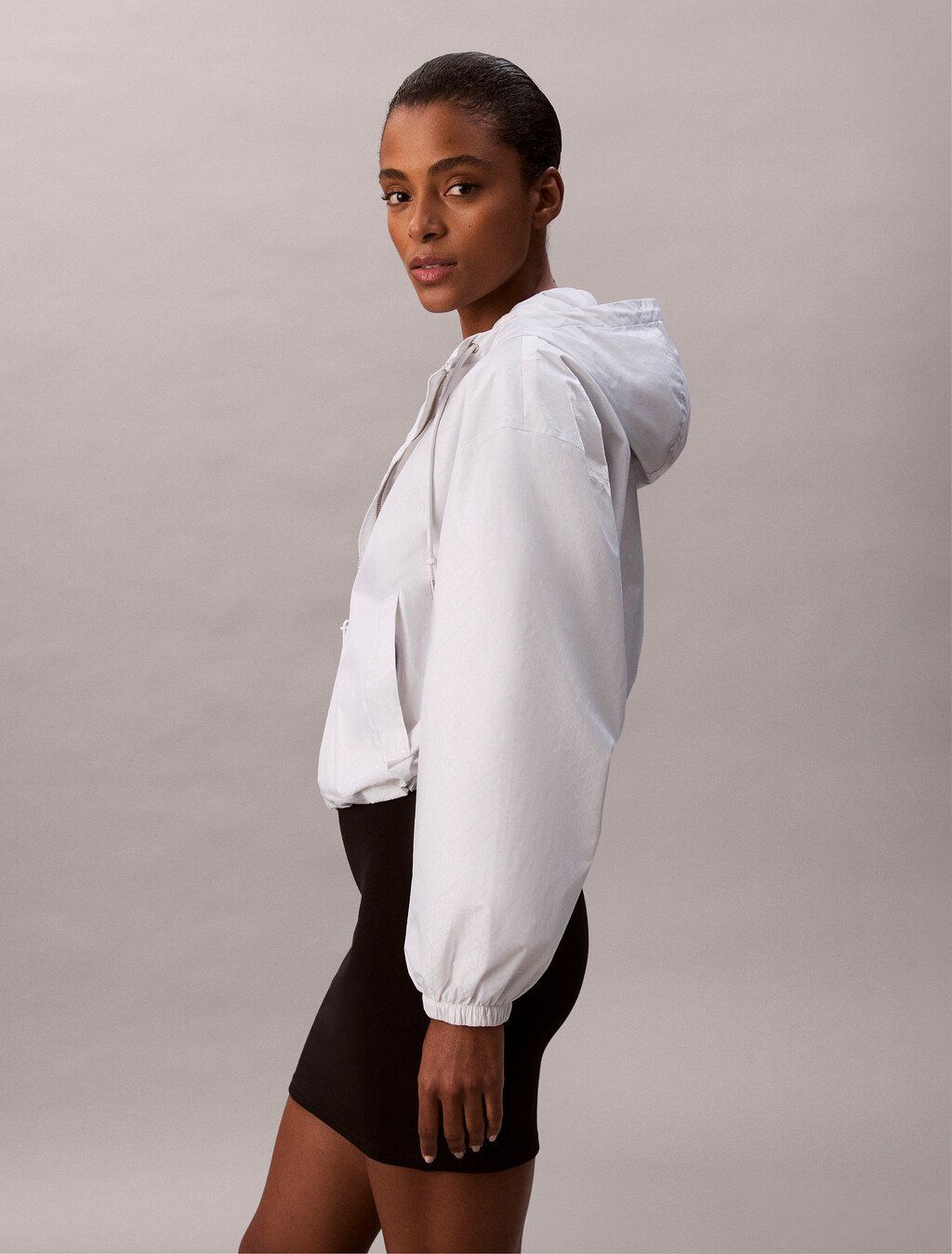 Calvin Klein - Áo khoác gió nữ Emblem Logo Jacquard Wind Jacket