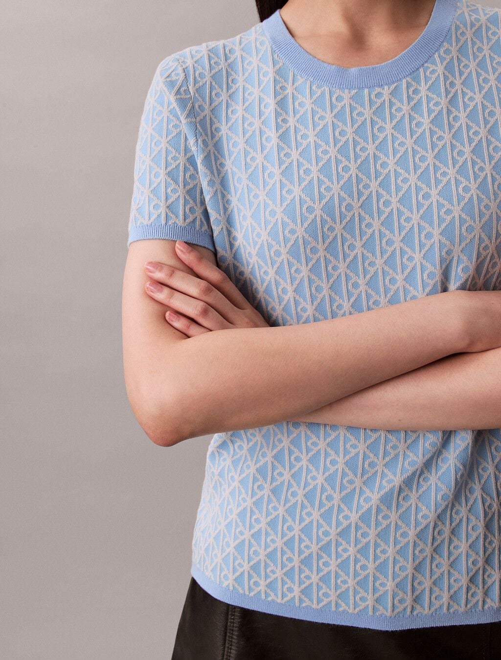 Calvin Klein - Áo len tay ngắn nữ Knit Cap Sleeve Baby Tee