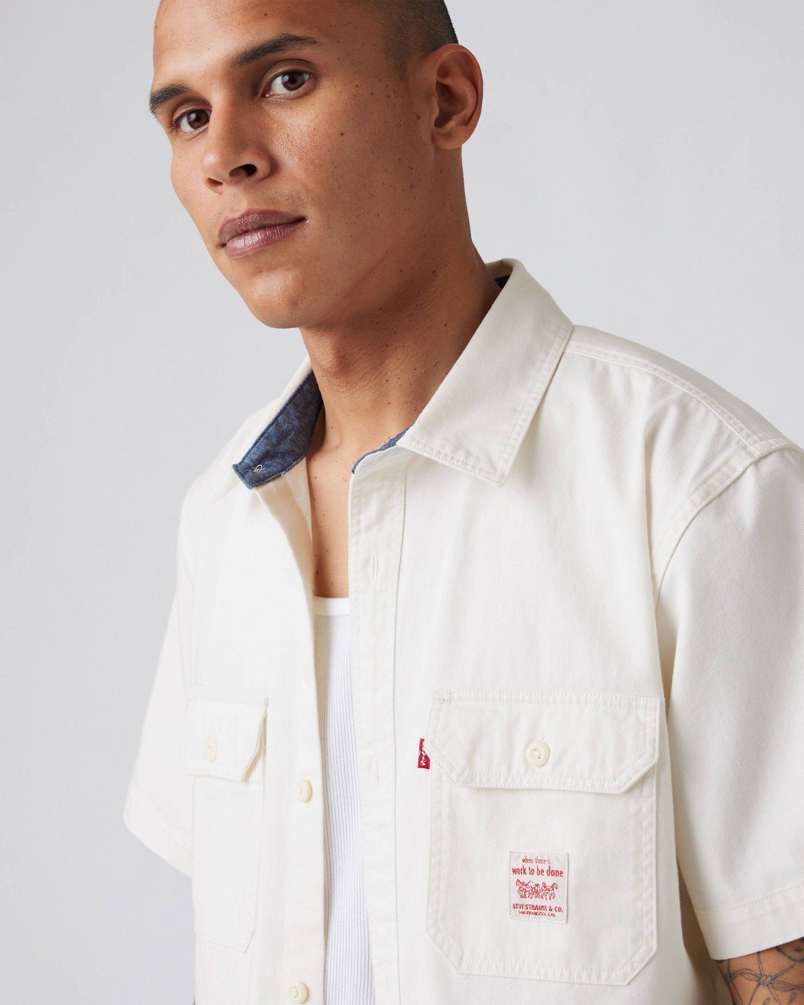 Levi's - Áo sơ mi tay ngắn nam Short-sleeve Dalton Workwear Shirt - White
