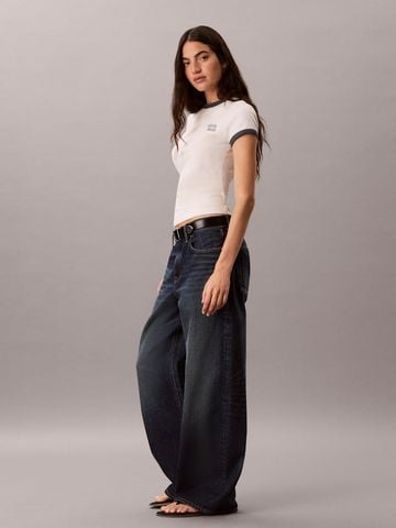 Calvin Klein - Áo Thun Tay Ngắn Nữ CK Logo Slim Ringer Tee