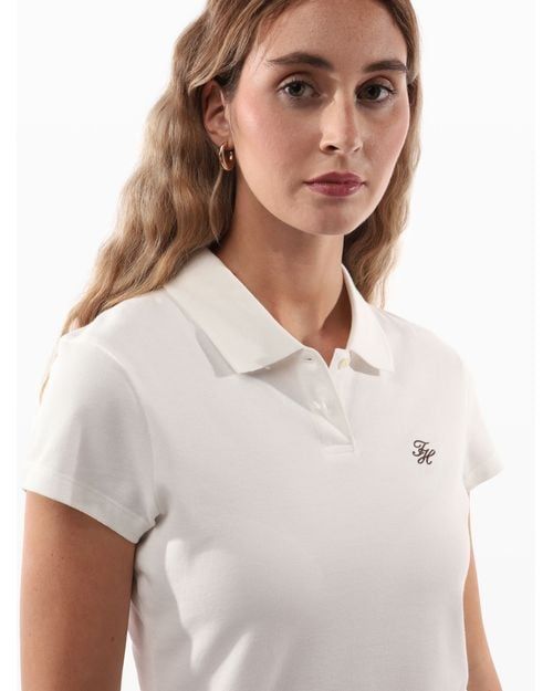 Tommy Hilfiger - Áo thun có cổ polo tay ngắn nữ TH Script Slim Polo