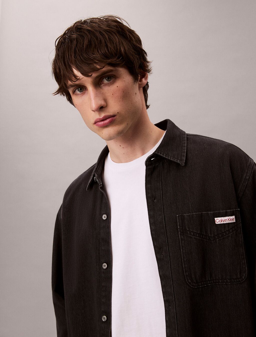 Calvin Klein - Áo sơ mi tay dài nam Classic Black Overshirt