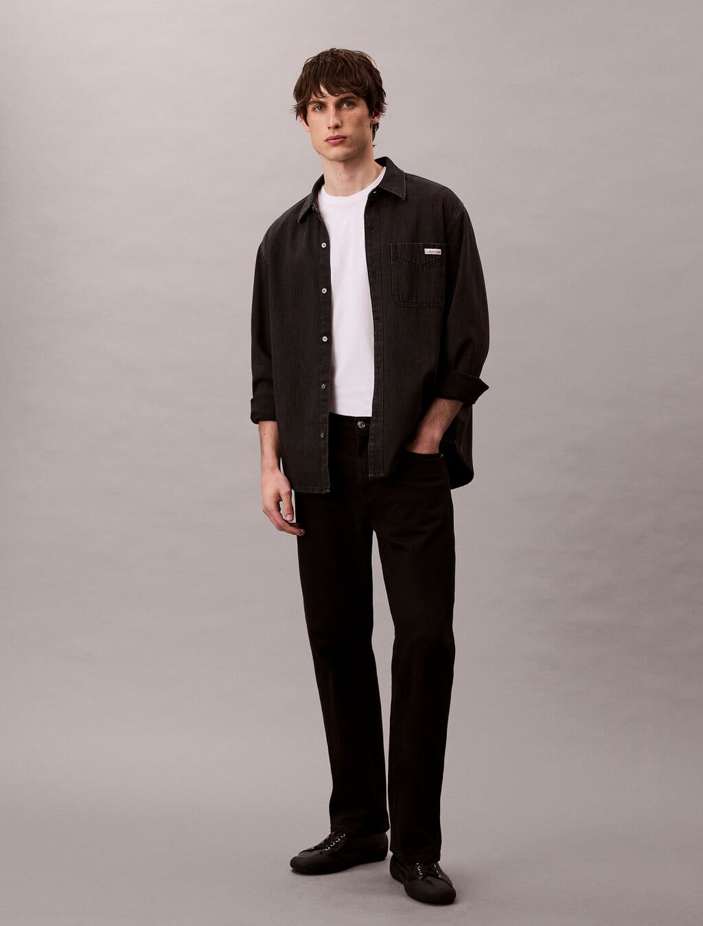 Calvin Klein - Áo sơ mi tay dài nam Classic Black Overshirt