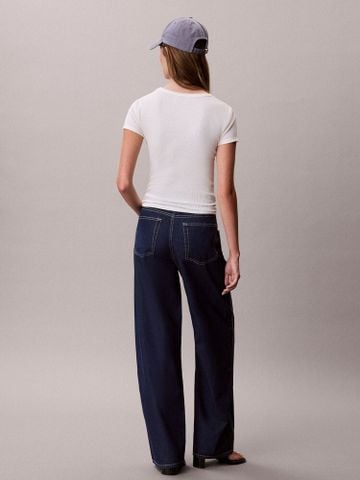 Calvin Klein - Quần Jean Dài Nữ Contrast Stripe Low Rise Baggy - 2