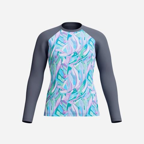 Speedo - Áo bơi tay dài chống nắng nữ Printed Long Sleeve Swim Tee Grey - 4
