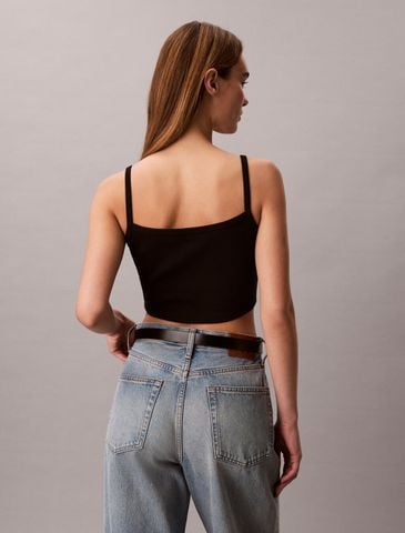 Calvin Klein - Áo Ba Lỗ Nữ Cropped Ribbed Cotton Cami Top