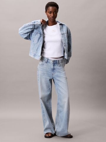 Calvin Klein - Áo khoác jeans nữ Monogram Logo Cropped Denim Jacket - 2