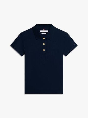 Tommy Hilfiger - Áo Polo Nữ Slim Fit Gold-Tone Button Polo Shirt