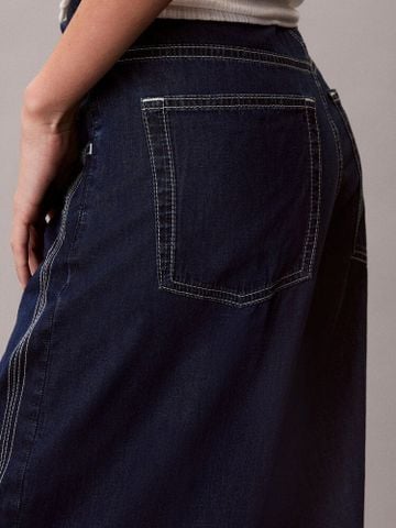 Calvin Klein - Quần Jean Dài Nữ Contrast Stripe Low Rise Baggy - 4