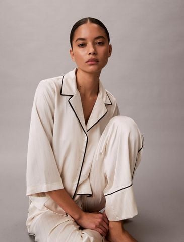 Calvin Klein - Áo Ngủ Nữ Satin Sheen Short Sleeve Shirt - 3