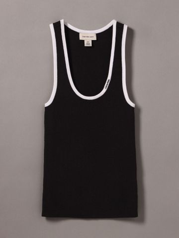Calvin Klein - Áo ba lỗ dệt kim nữ Contrast Trim Rib Tank Top - 3