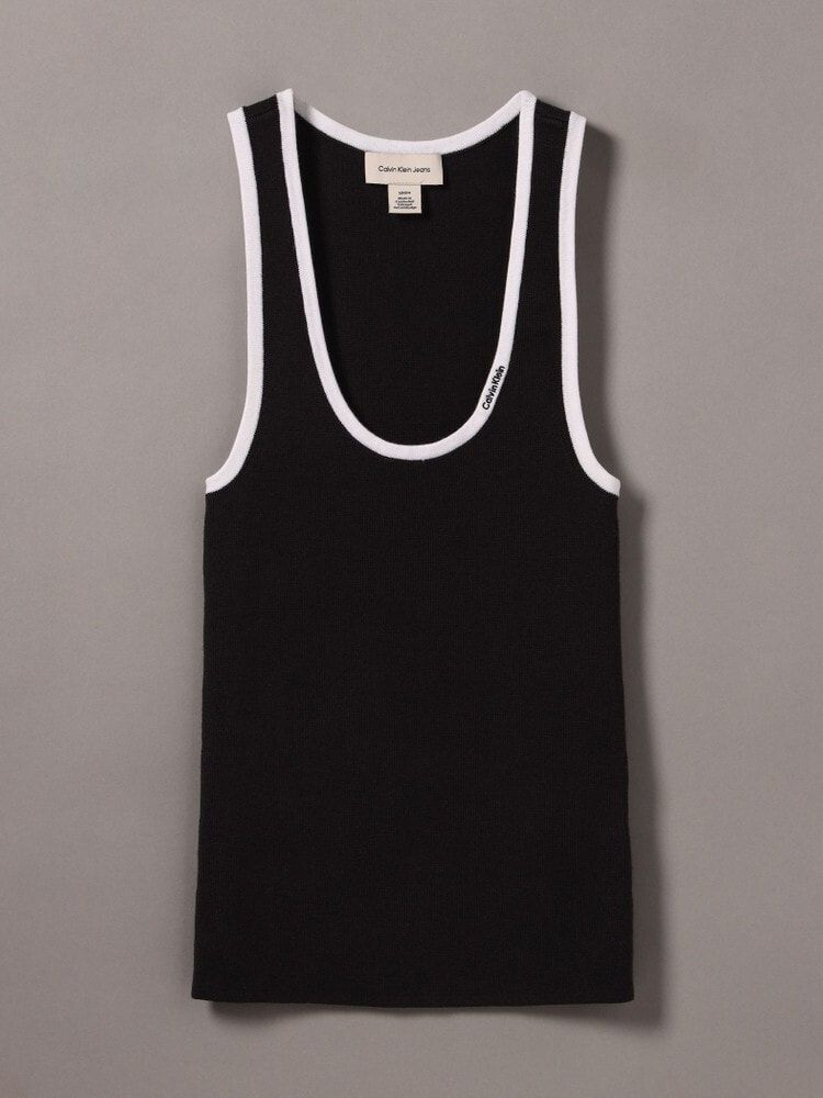 Calvin Klein - Áo ba lỗ dệt kim nữ Contrast Trim Rib Tank Top